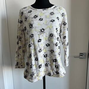 J Jill Shirt Womens Small Floral White Flawed